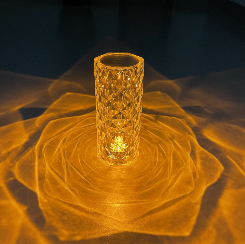 RGB Creative Rose Crystal, Lampada-Touch Control-Regolabile a 16 colori, Lampada da tavolo in cristallo per interni Camera da letto