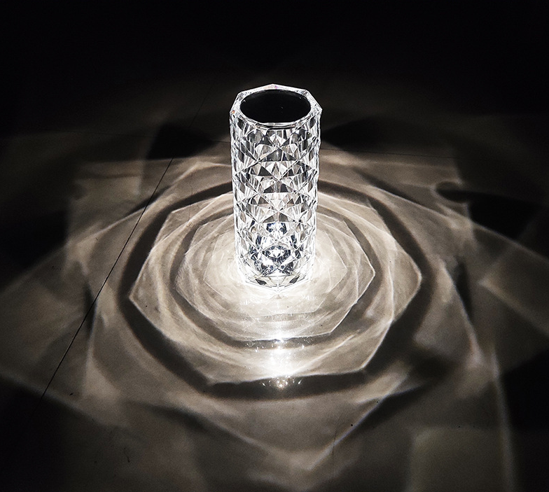 RGB Creative Rose Crystal, Lampada-Touch Control-Regolabile a 16 colori, Lampada da tavolo in cristallo per interni Camera da letto