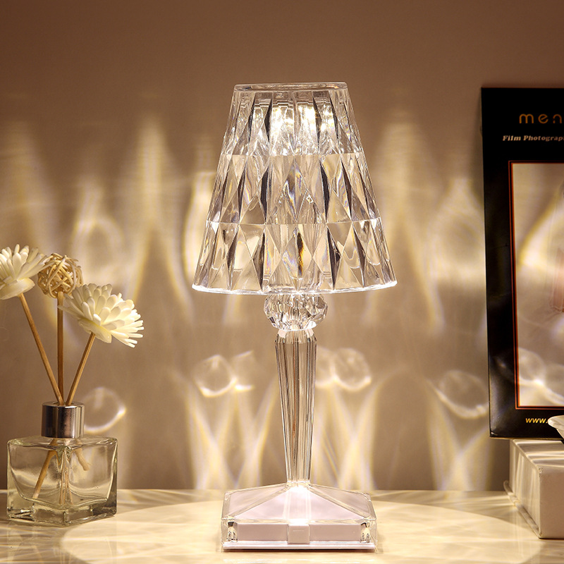 Rose Crystal Table Lamp, USB Charging, Bedside Romantic Night Light, Tableware Indoor Multicolor Lamp, Light Fixtures, Acrylic Lamp
