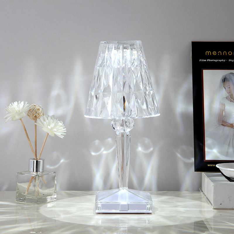 Rose Crystal Table Lamp, USB Charging, Bedside Romantic Night Light, Tableware Indoor Multicolor Lamp, Light Fixtures, Acrylic Lamp