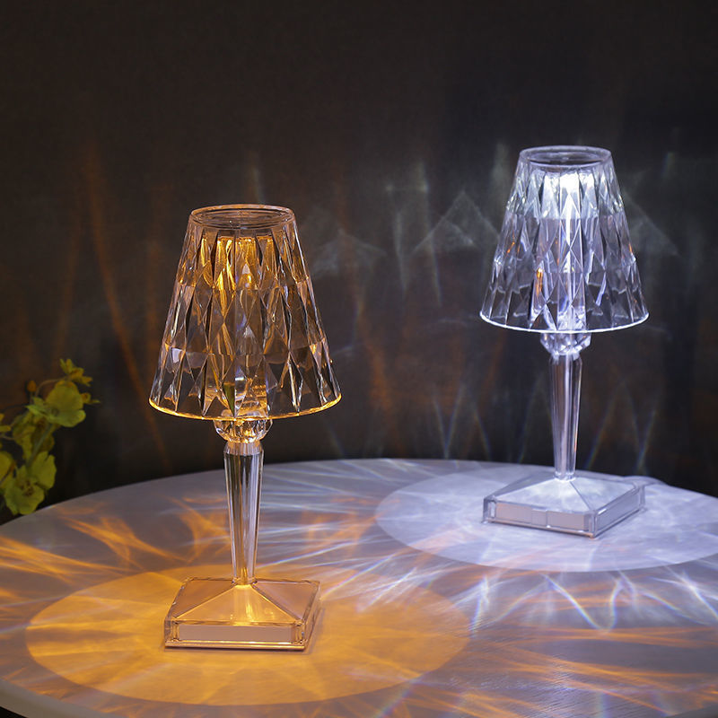 Rose Crystal Table Lamp, USB Charging, Bedside Romantic Night Light, Tableware Indoor Multicolor Lamp, Light Fixtures, Acrylic Lamp