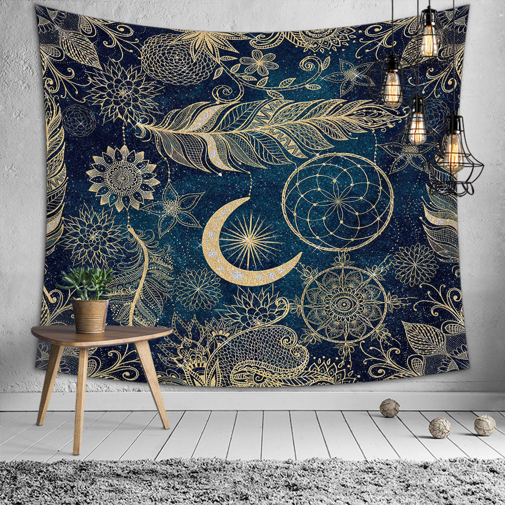 Moon and Star Tapestry, Blue Mystic Tapestry, Tapestries Wall Hanging For Living Room Bedroom, Moonlit Tapestry, Wall Decoration