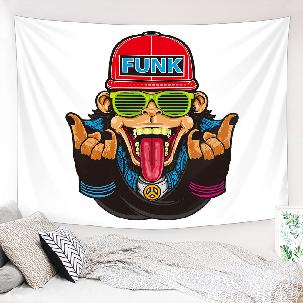 Monkey Funky Tapestry, Funky Wall Hanging Tapestry, Animal Art, Modern Wall Decor, Living Room Bedroom Wall Hanging