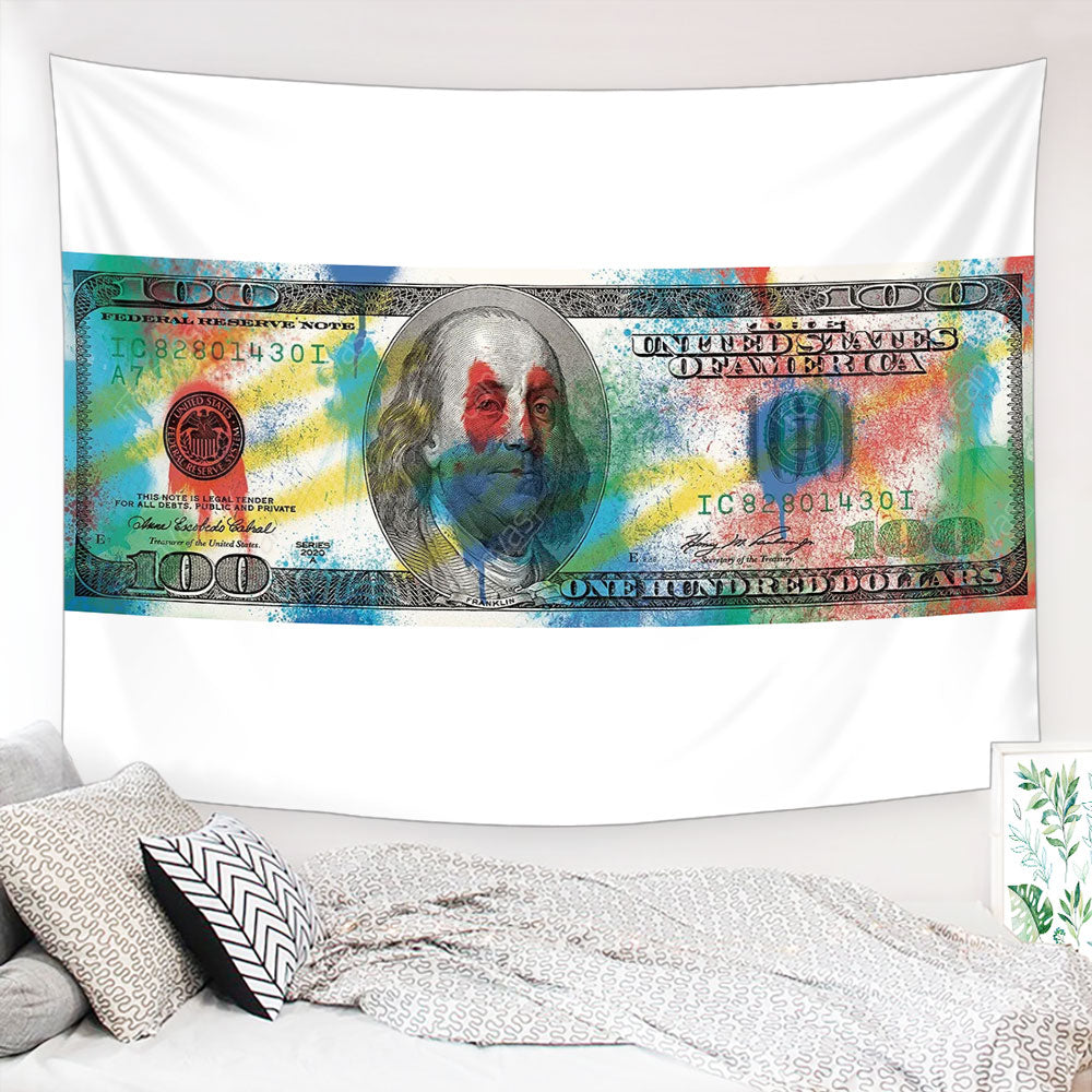 US 100 Dollars Bill Tapestry, Funny Art, Wall Hanging, Classic Tapestry, Dollar Art, Living Room Bedroom Decor