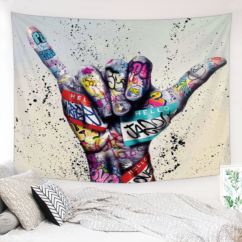 Take It Easy - Hawaii Shaka Sign Tapestry, Home Decor, Modern Wall Decor, Classic Tapestry, Hawaiian Art, Living Room Bedroom Decor