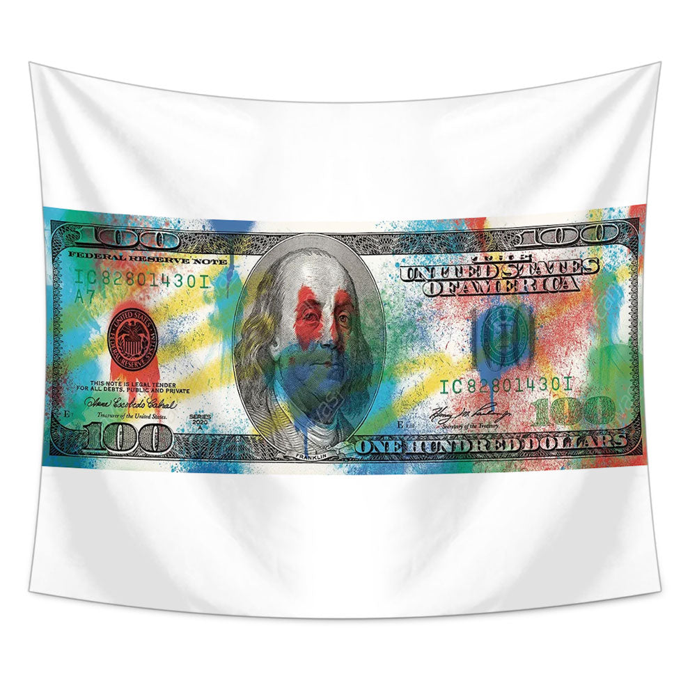 US 100 Dollars Bill Tapestry, Funny Art, Wall Hanging, Classic Tapestry, Dollar Art, Living Room Bedroom Decor