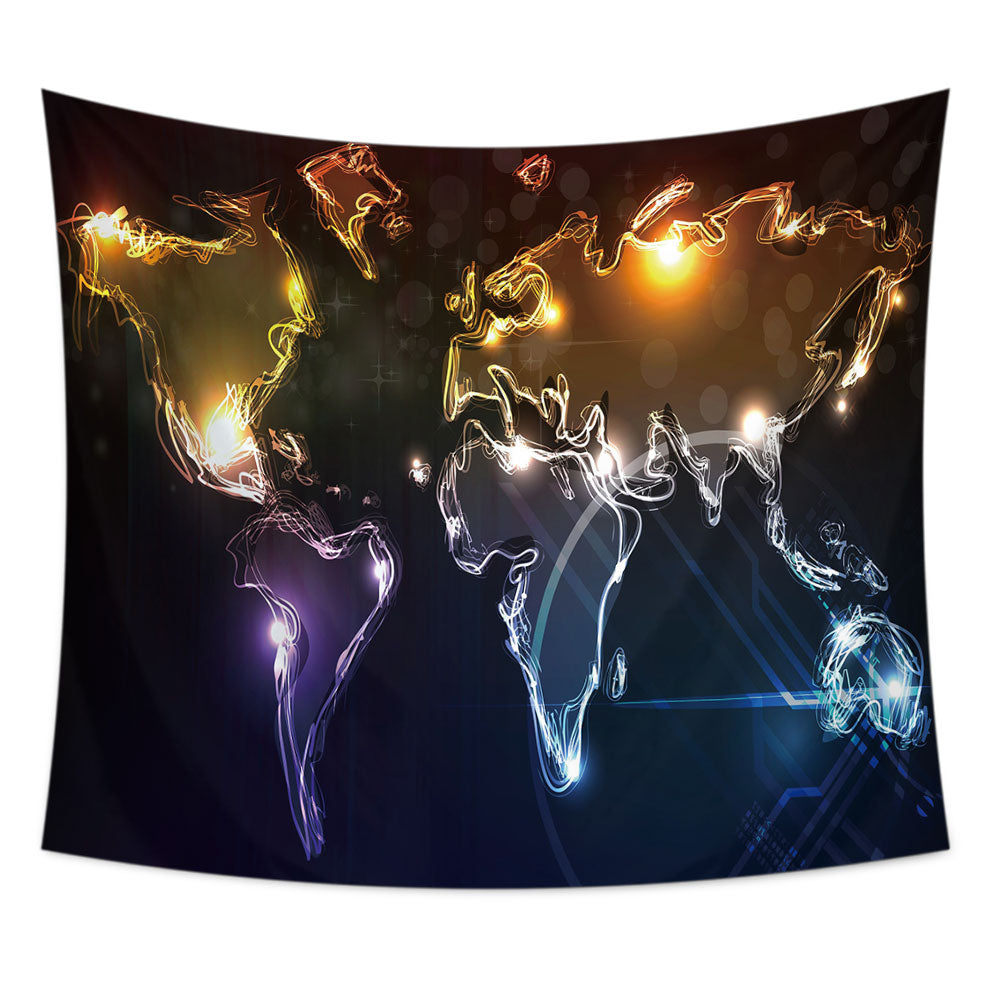 World Map Tapestry, Lighting 3D World Map, Kid Room Tapestry, Map Art, Nordic World Map Tapestry, Wall Hanging