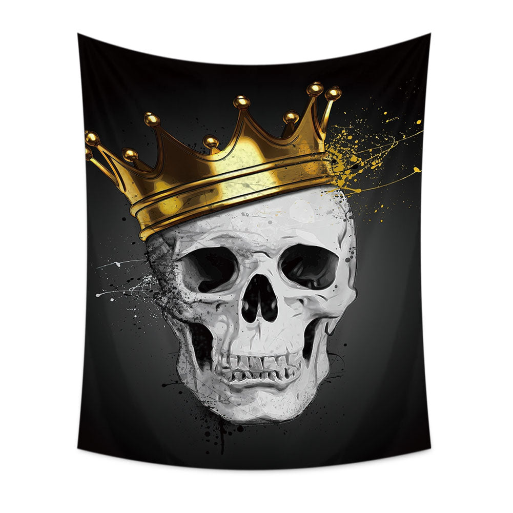 Skull King Tapestry, Skeleton Crown, Tapestry Aesthetic, Wall Hanging for Living Room Bedroom, Gothic Tapestry