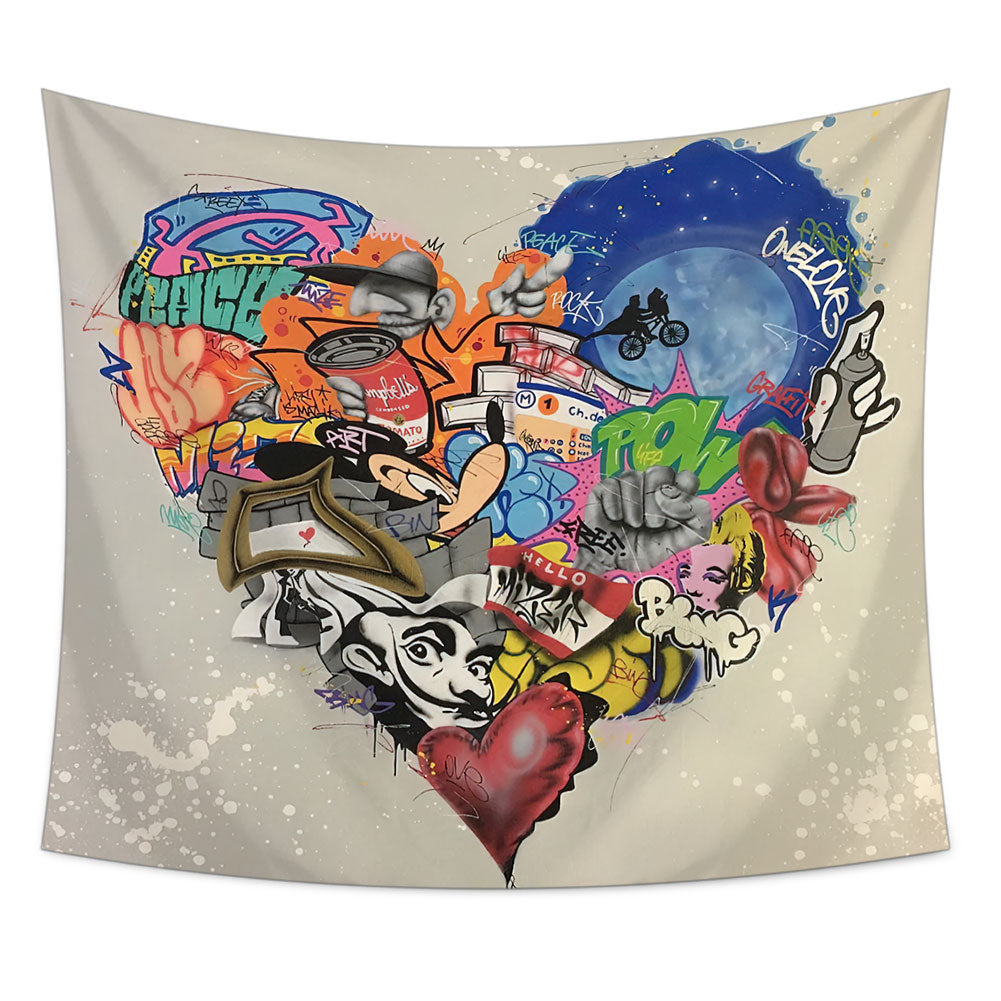 Anime Heart Tapestry, Wall Hanging, Art Tapestry, Bedroom Tapestry, Tapestry for Kids Room, Wall Decor