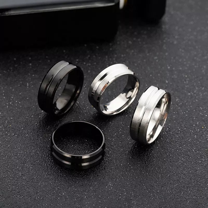 Men's Grooved Ring | 8MM Band Rings | Men Promise Ring | Engagement Ring | For him