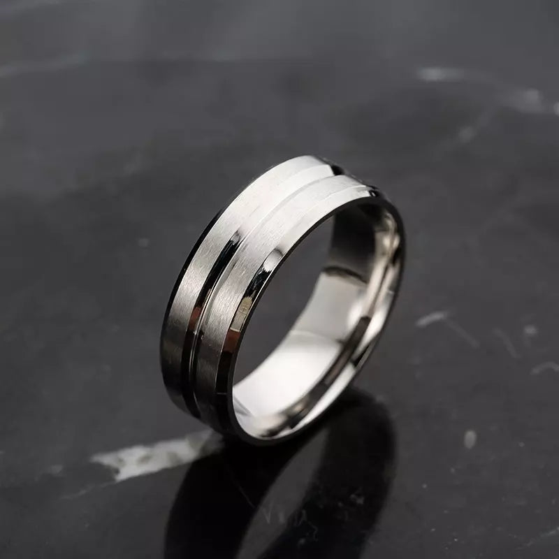 Men's Grooved Ring | 8MM Band Rings | Men Promise Ring | Engagement Ring | For him