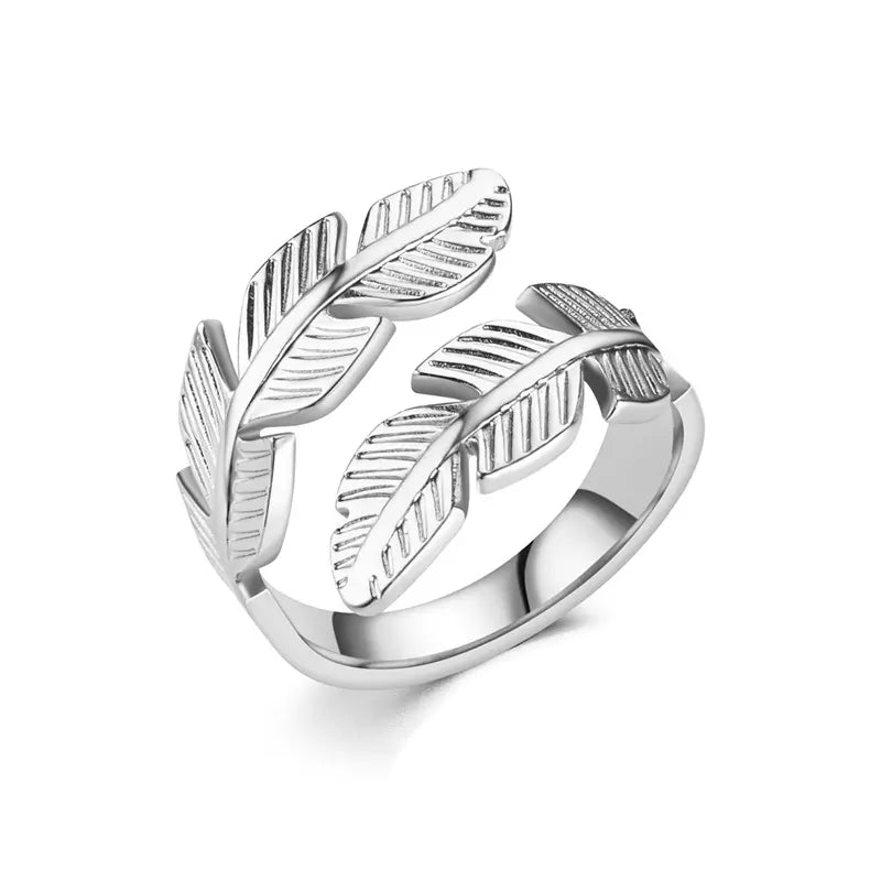 Leaf Feather Ring, Handmade Jewelry, Gold & Silver Plated Ring, Minimalist Jewelry, Adjustable Ring, Gift for Her