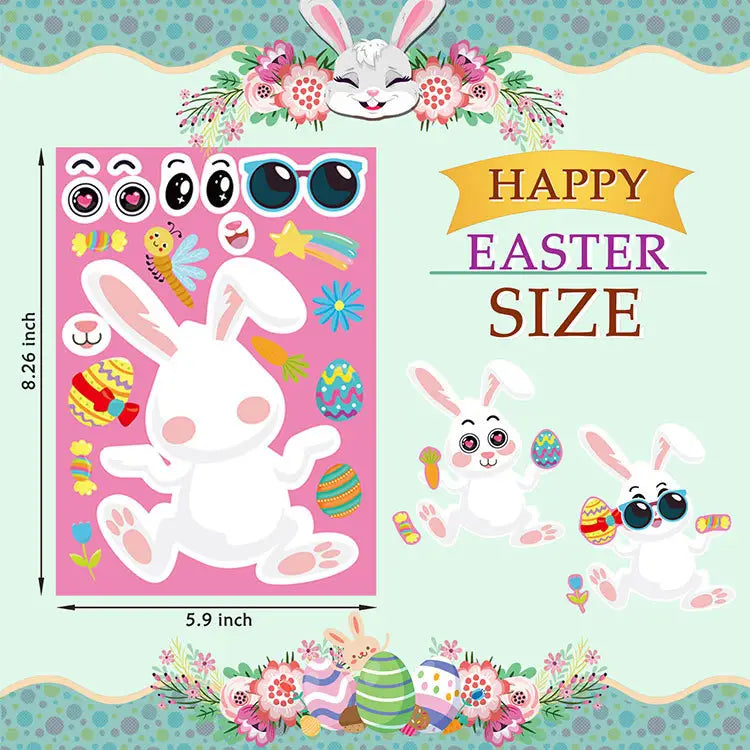 Easter Egg Stickers, 30 Sheets DIY Easter Stickers, Face Stickers For Kids