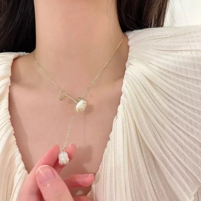 Elegant Tulip Flower Tassel Necklace, Fashion Choker, Minimalist Choker, Bridesmaid Necklace, Gift for Her