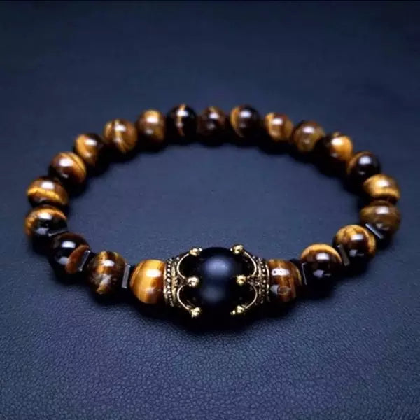 Beaded Natural Stone Bracelet, Tiger Eye Bracelet, Gift for Him, Men Style, Fashion Statement