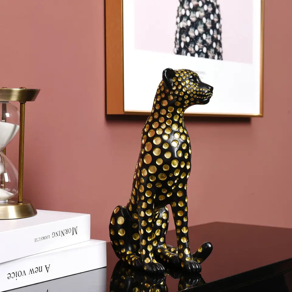 Resin Leopard, Sculpture Figurine, Modern Luxury Decorative Mantelpiece, Housewarming Gift, Artwork, Small Size Figurine