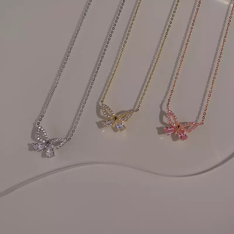 Butterfly Necklace, Choker Necklaces, Delicate, Dainty, Charm, Birthday, Rose Gold, Silver, Gold Necklace, Gift for Her