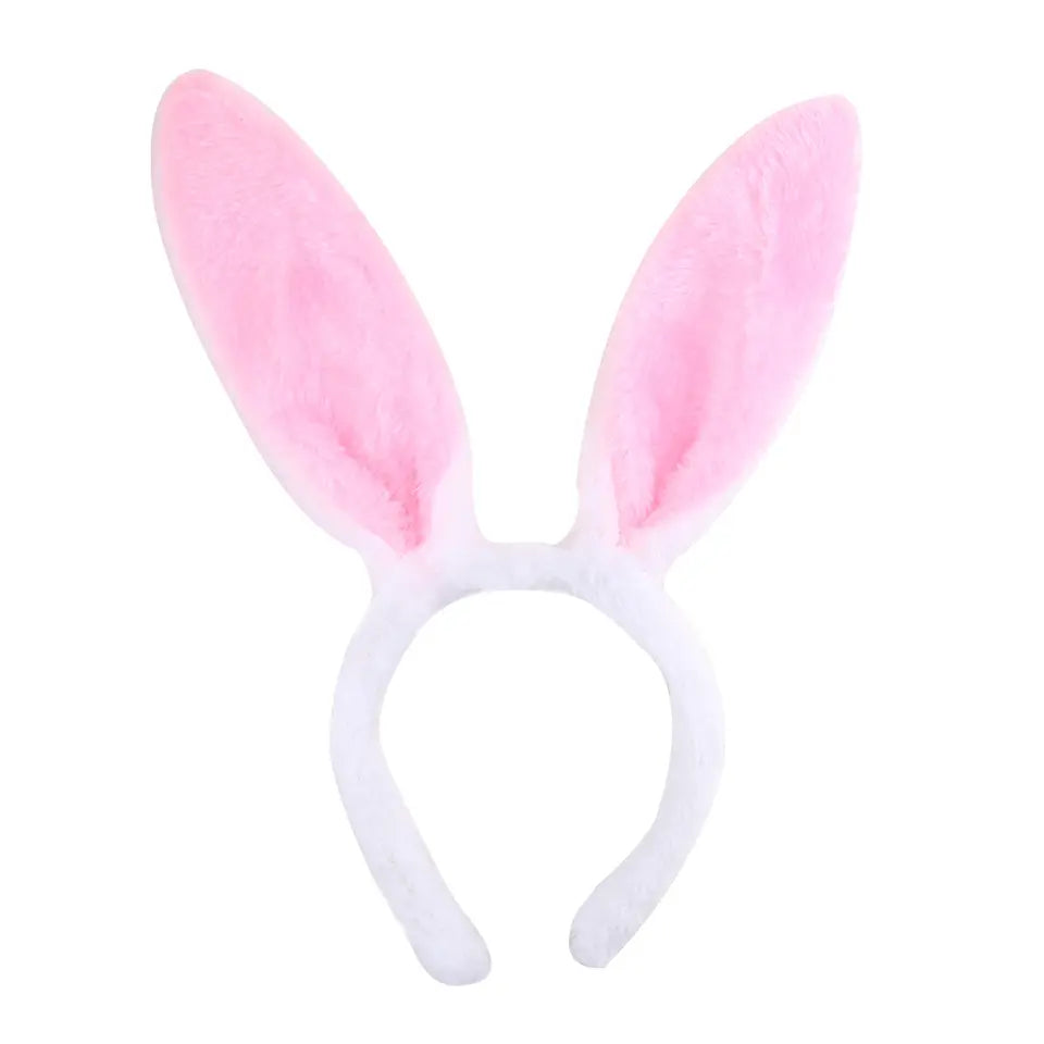 Plush Easter Bunny Ears Head Band, Cute Pink & Baby Blue Color Head Bands, Party Supplies for Easter