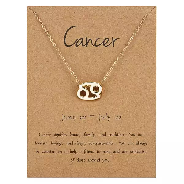 Zodiac Necklace, Gold Plated Jewelry, Astrology Necklace, Scorpio, Capricorn, Gemini, Cancer Pendant Necklace, Personalized Gifts for Women
