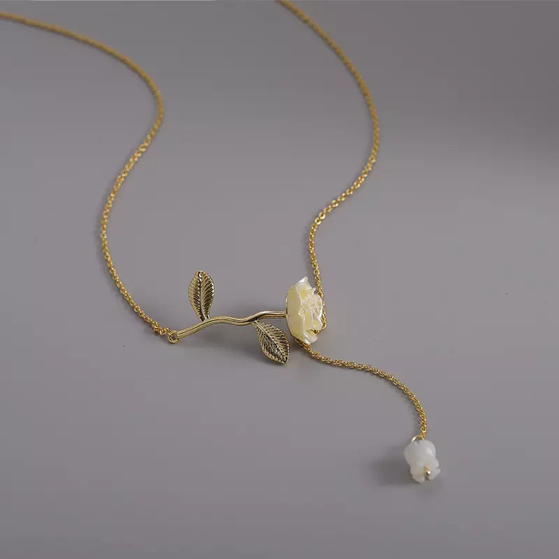 Elegant Tulip Flower Tassel Necklace, Fashion Choker, Minimalist Choker, Bridesmaid Necklace, Gift for Her