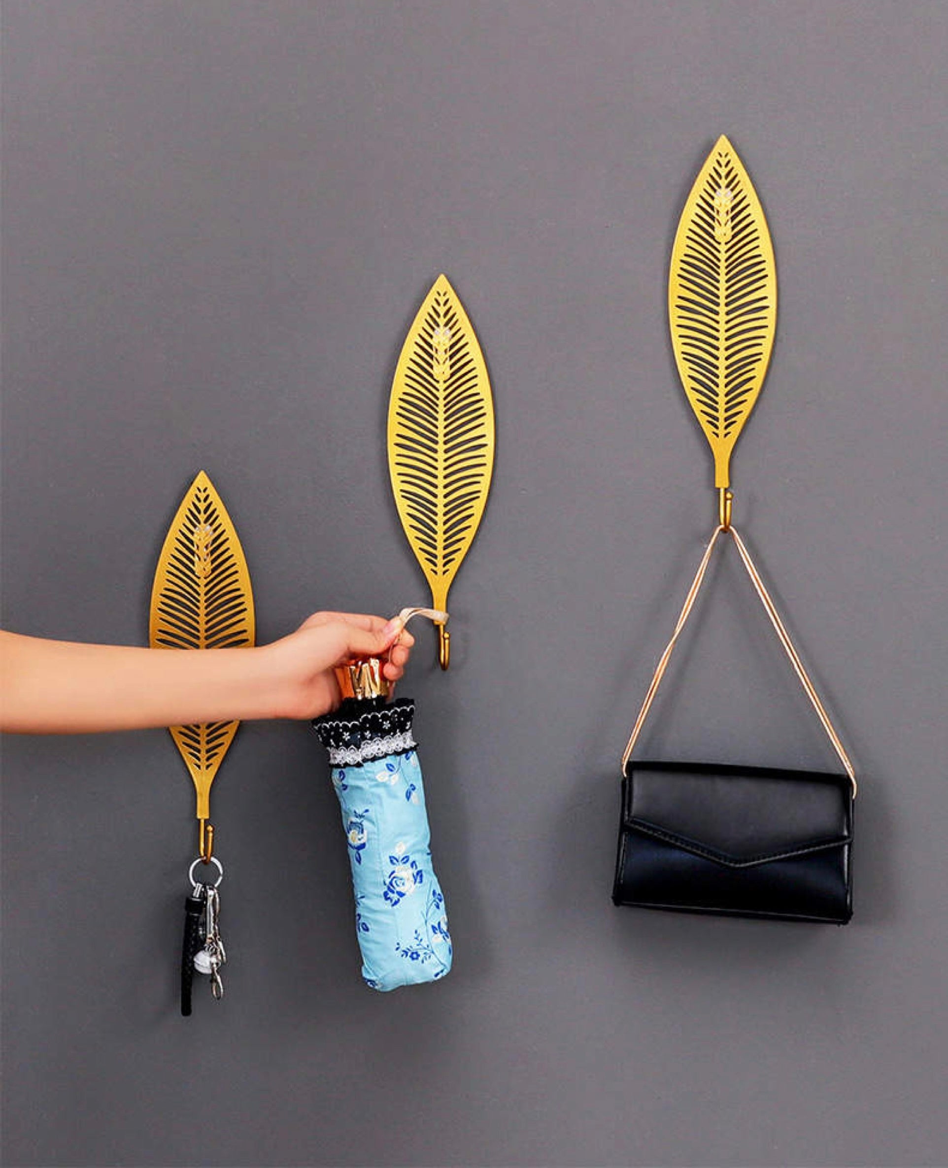 Leaf Metal Wall Hook (Set of 3), Modern Wall Hook, Unique Hooks For Wall Mounted, Towel Rack, Coat Rack, Hat Rack, Coat Hanger, Towel Hanger