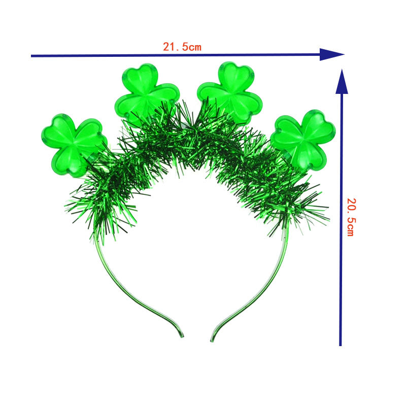 St. Patrick's Day Clover Headband Green Shamrock Headband for Girls & Kids