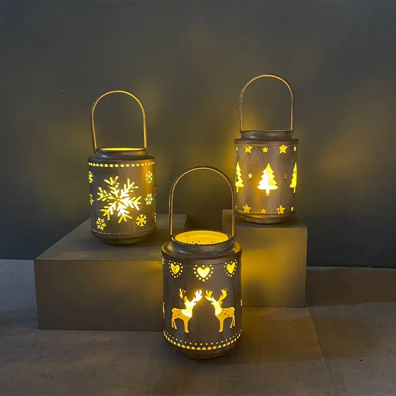 Metal Lantern Candle Holder, Rustic Table Lanterns, New Christmas Centerpiece Lanterns