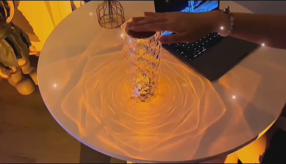 RGB Creative Rose Crystal, Lampada-Touch Control-Regolabile a 16 colori, Lampada da tavolo in cristallo per interni Camera da letto