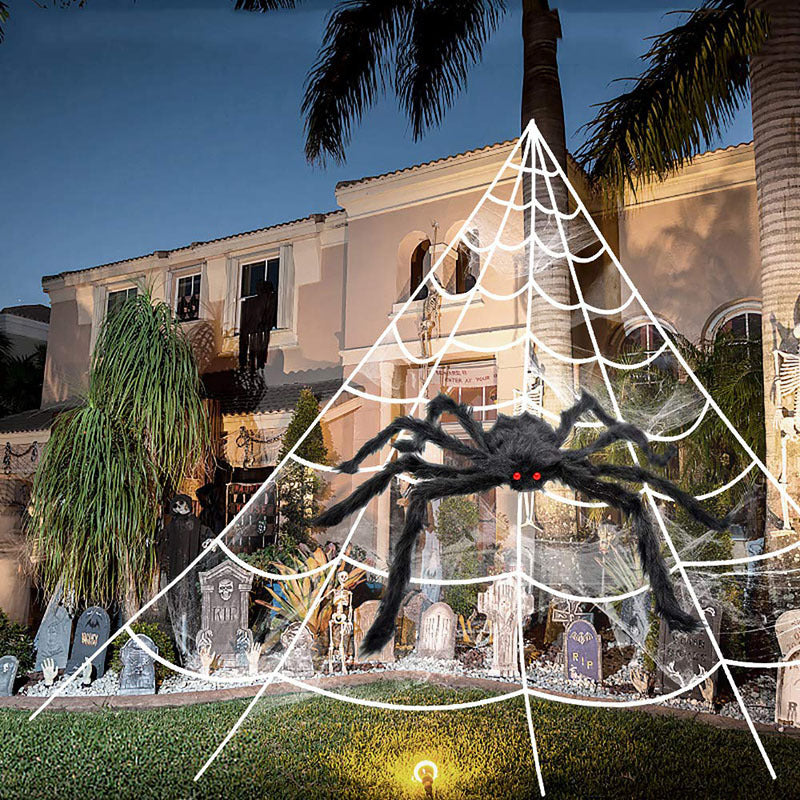 Decorazione per ragnatele di Halloween, 11 piedi e 16 piedi, decorazioni per ragni di Halloween, decorazioni per feste per interni ed esterni di Halloween 