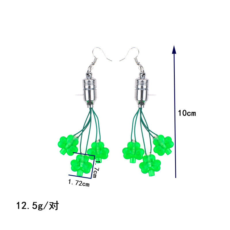 St. Patrick’s Day Shamrock LED Earrings Lucky Charm Clover Earrings St Patty’s Jewelry Green Leaf Clover Earrings