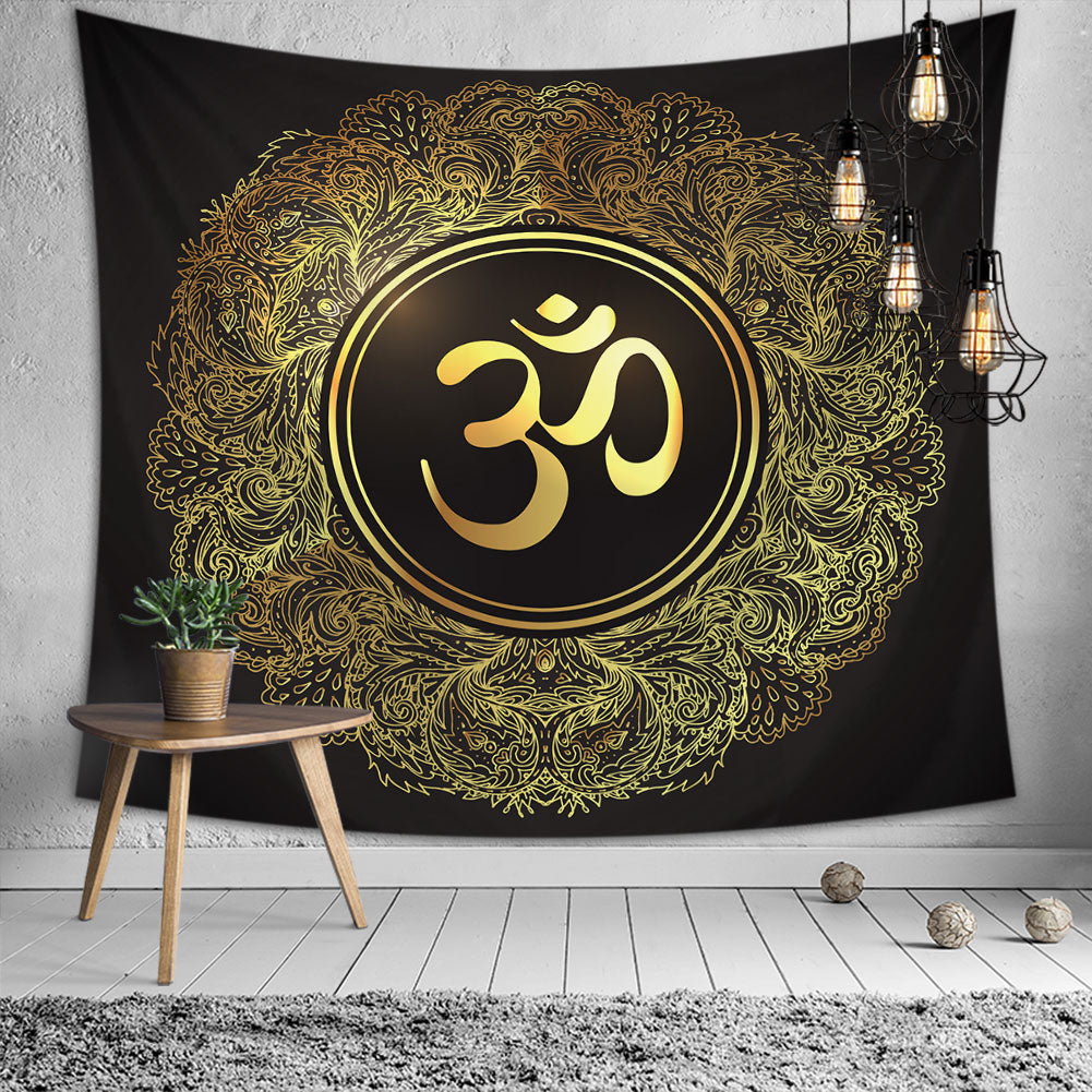 Om Tapestry Wall Art, Hindu Wall Decor, Yoga Studio, Meditation Deco, OM Symbol, Spiritual Wall Hanging, Interior Decoration, Wall Hanging