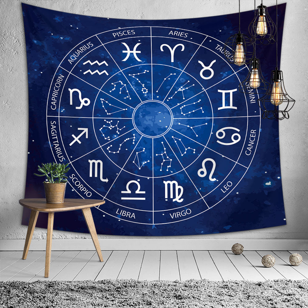 Arazzo zodiaco, arazzo astrologico, arazzo vintage estetico, arte della parete zodiacale, arazzo vintage, appeso a parete 