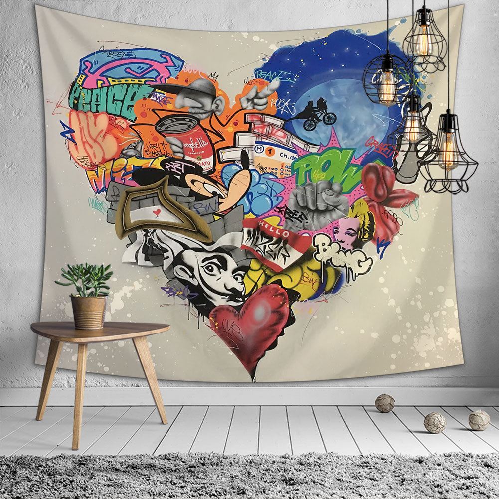 Anime Heart Tapestry, Wall Hanging, Art Tapestry, Bedroom Tapestry, Tapestry for Kids Room, Wall Decor