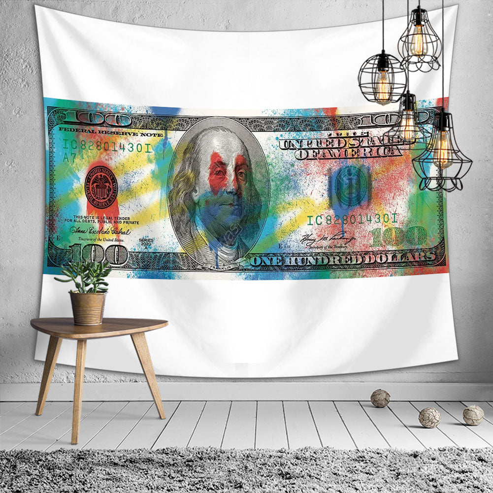 US 100 Dollars Bill Tapestry, Funny Art, Wall Hanging, Classic Tapestry, Dollar Art, Living Room Bedroom Decor