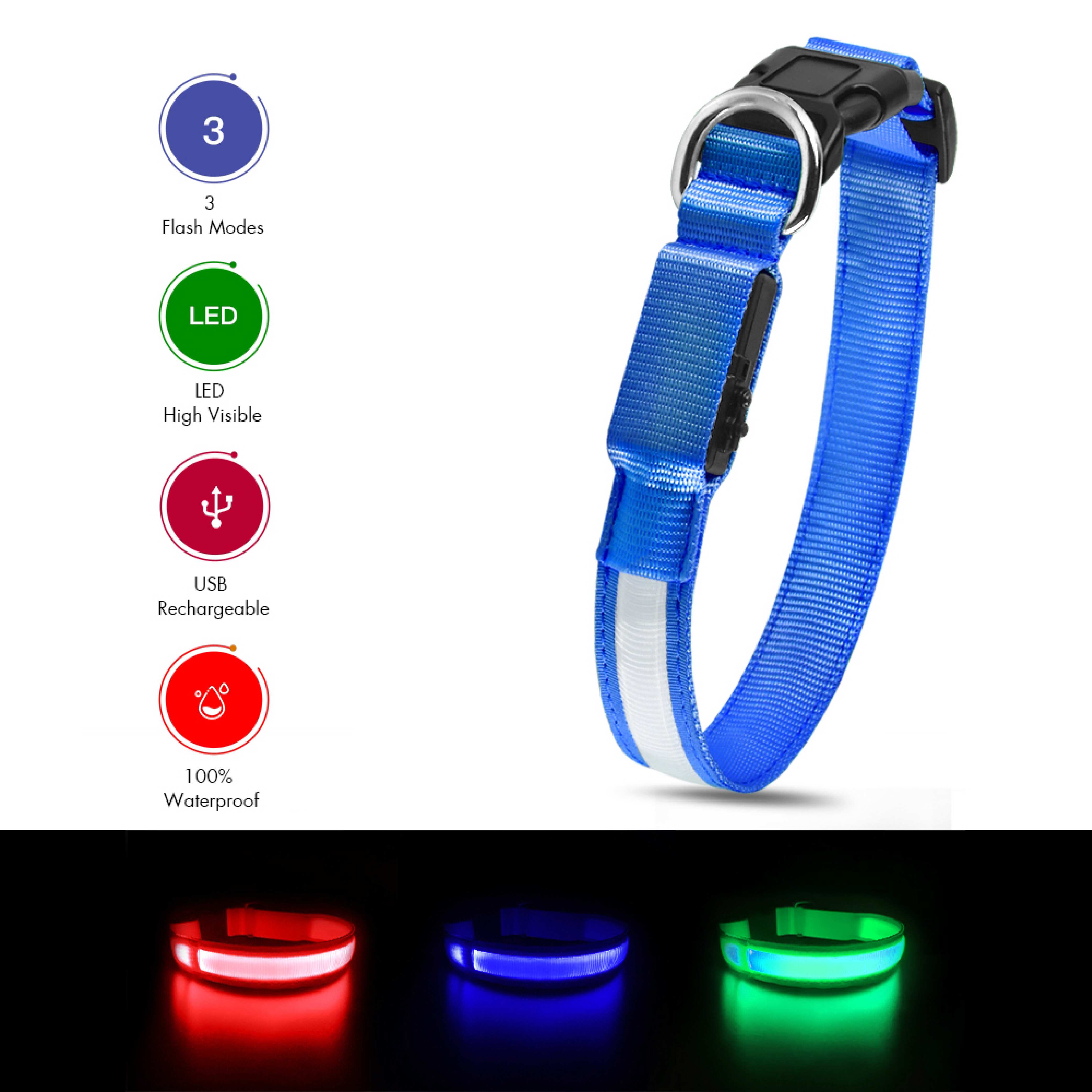 Striped LED Flashing Dog Collar, Traction Collar, Best Seller Pet Collar, High Quality Pet Accessory, USB Rechargeable.