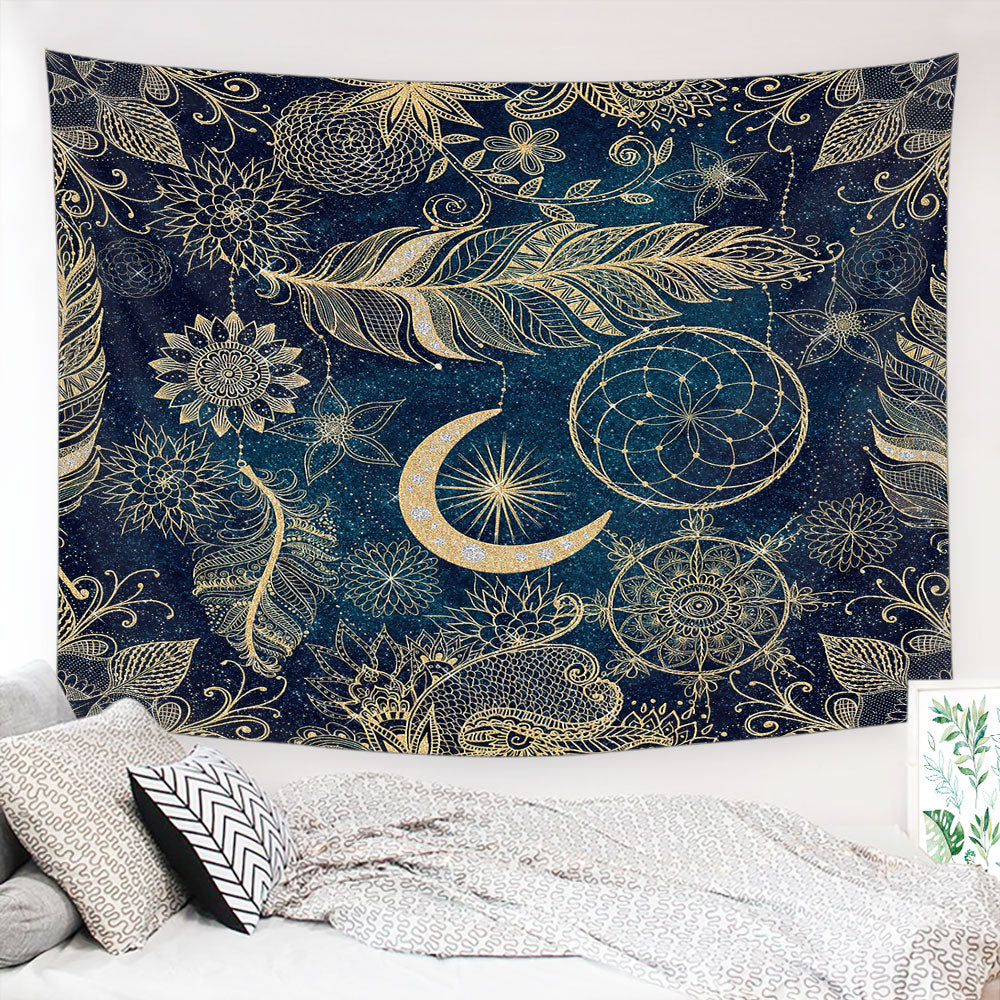 Moon and Star Tapestry, Blue Mystic Tapestry, Tapestries Wall Hanging For Living Room Bedroom, Moonlit Tapestry, Wall Decoration