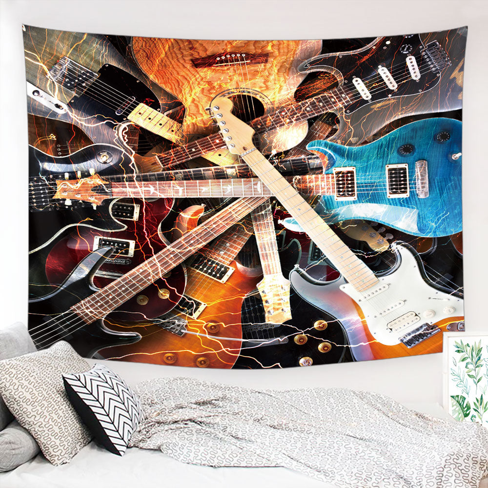 3D Guitar Tapestry, Wall Art Decor, Music Art, Guitarist Musician Tapestry, Kids Room Decor, Wall Tapestry Art