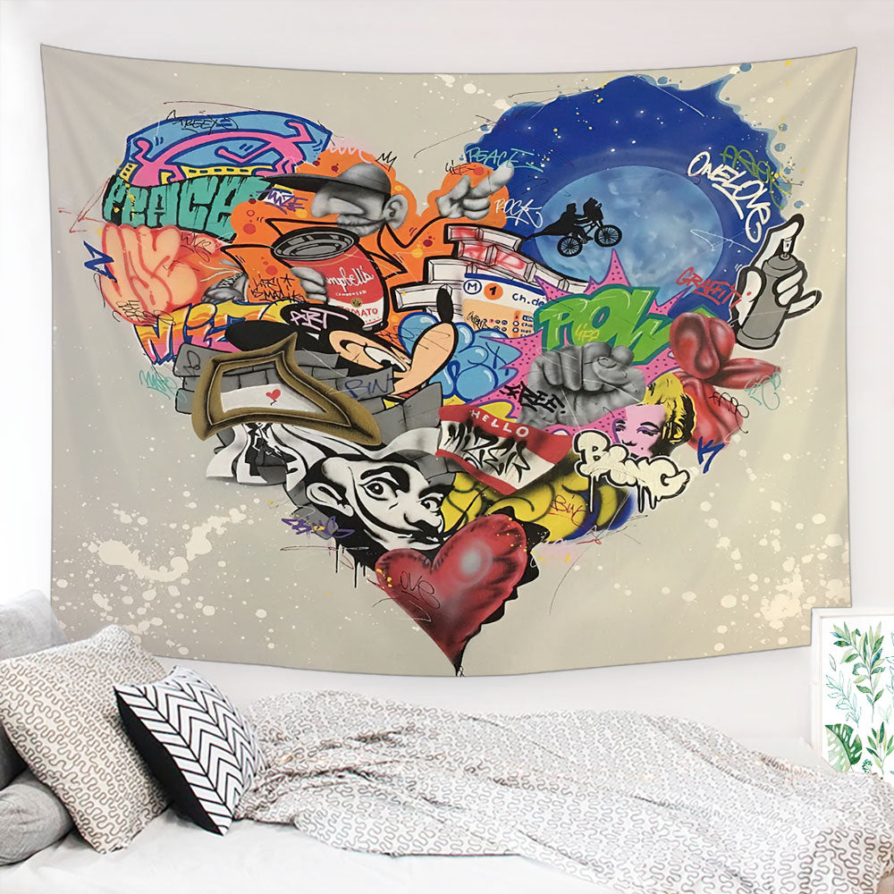 Anime Heart Tapestry, Wall Hanging, Art Tapestry, Bedroom Tapestry, Tapestry for Kids Room, Wall Decor