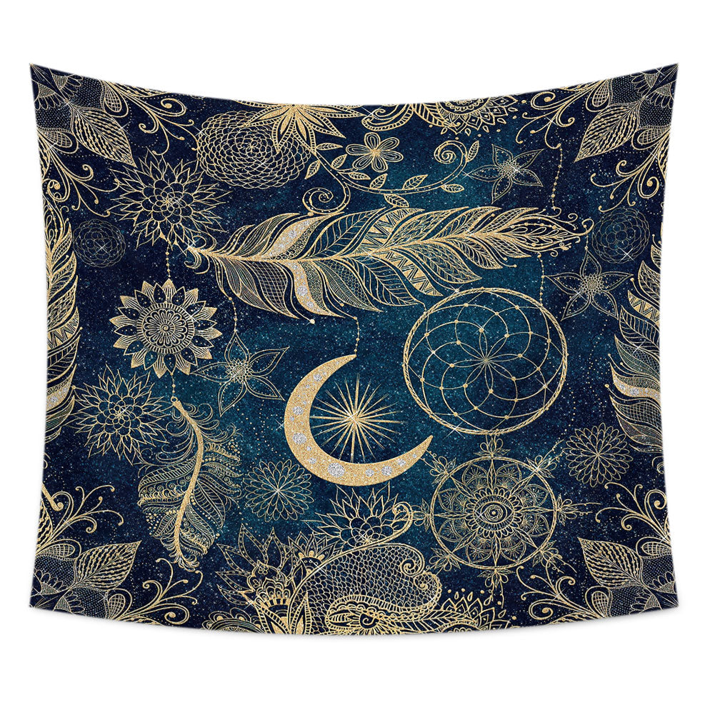 Moon and Star Tapestry, Blue Mystic Tapestry, Tapestries Wall Hanging For Living Room Bedroom, Moonlit Tapestry, Wall Decoration