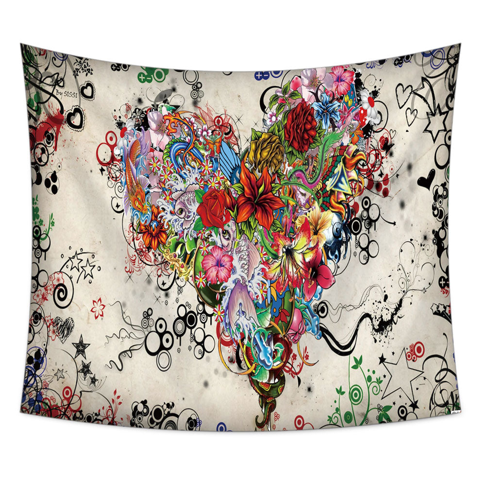 Purity of Heart Tapestry, Symbol of LOVE Wall Hanging Majestic Tapestry, Wall Art Home Decorations Living Room Decor Bedroom Dorm Gift