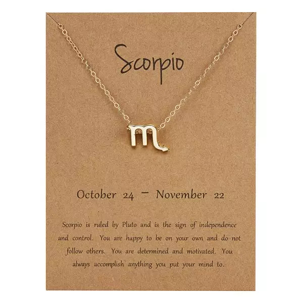 Zodiac Necklace, Gold Plated Jewelry, Astrology Necklace, Scorpio, Capricorn, Gemini, Cancer Pendant Necklace, Personalized Gifts for Women