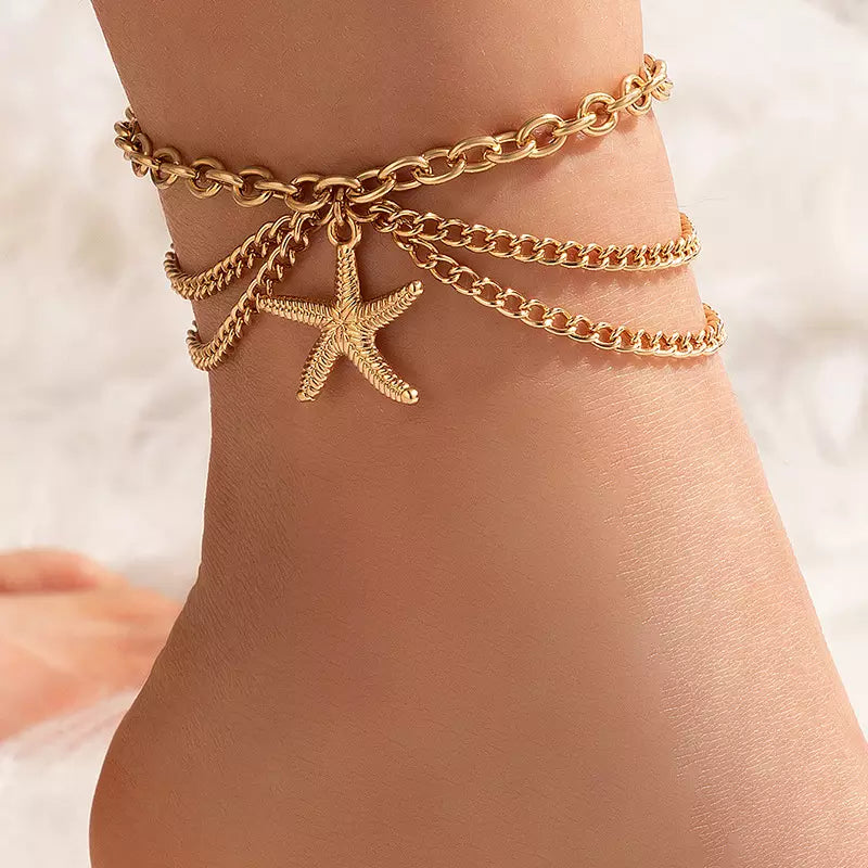 Tassel Anklet for Woman, Boho Anklet, Gold Plated Anklet Chain, Beach Anklet Jewelry, Summer Jewelry, Gift for Her