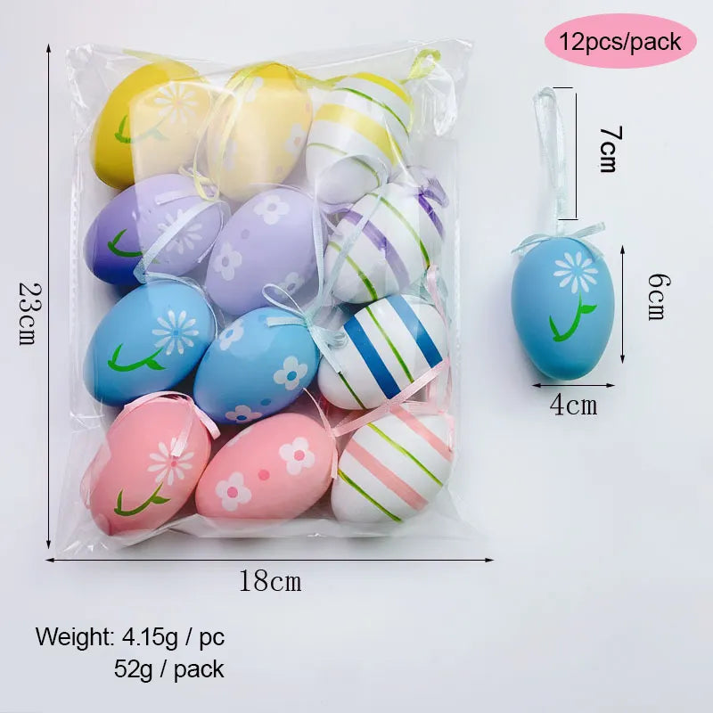 12pcs Spring Colorful Easter Eggs, Painted Decorative Easter Egg Set, Easter Decoration