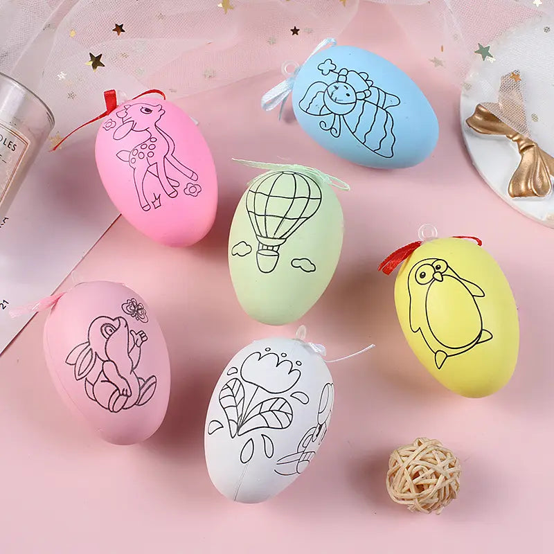 Uova di Pasqua creative, Disegna sull'uovo di Pasqua, Set di kit di pittura, Lavoro manuale educativo, Attività divertente per bambini, Uova di Pasqua in plastica
