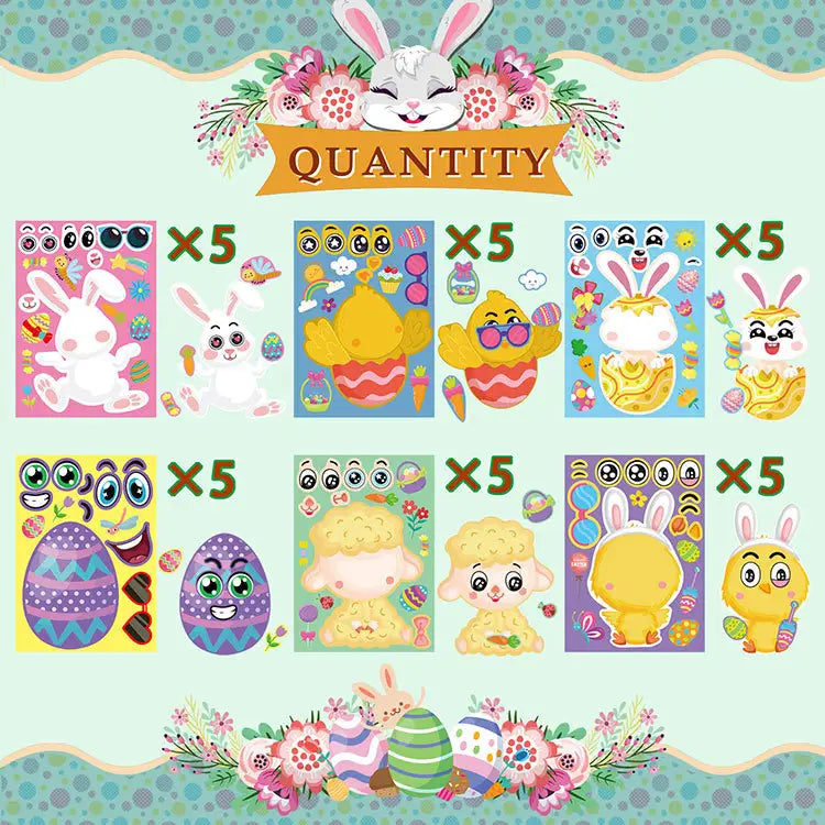 Easter Egg Stickers, 30 Sheets DIY Easter Stickers, Face Stickers For Kids