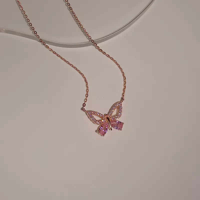 Collana farfalla, collane girocollo, delicato, delicato, fascino, compleanno, oro rosa, argento, collana d'oro, regalo per lei 