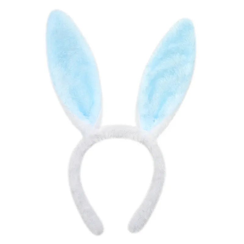 Plush Easter Bunny Ears Head Band, Cute Pink & Baby Blue Color Head Bands, Party Supplies for Easter