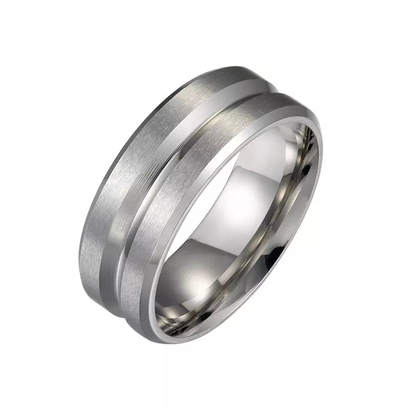 Men's Grooved Ring | 8MM Band Rings | Men Promise Ring | Engagement Ring | For him