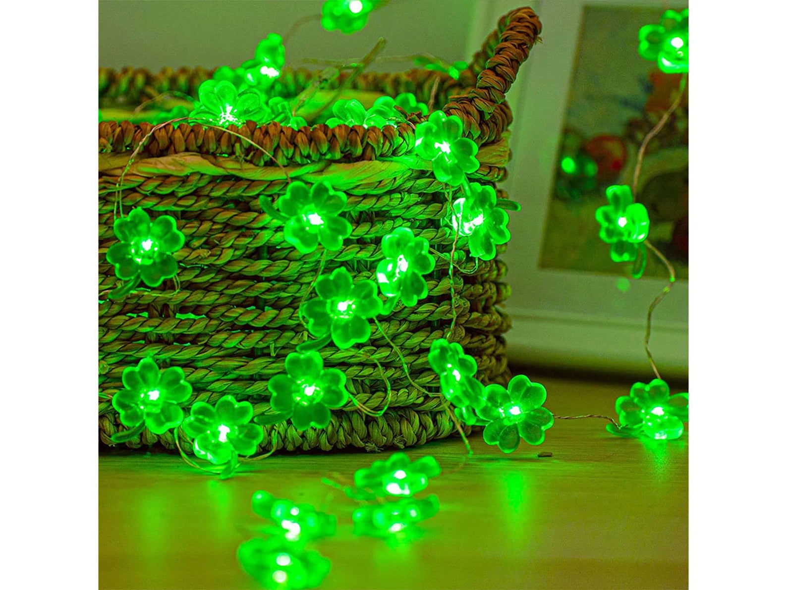 Stringa decorativa a LED St. Patrick's Day Shamrock String Light 10 piedi 30 lampade 